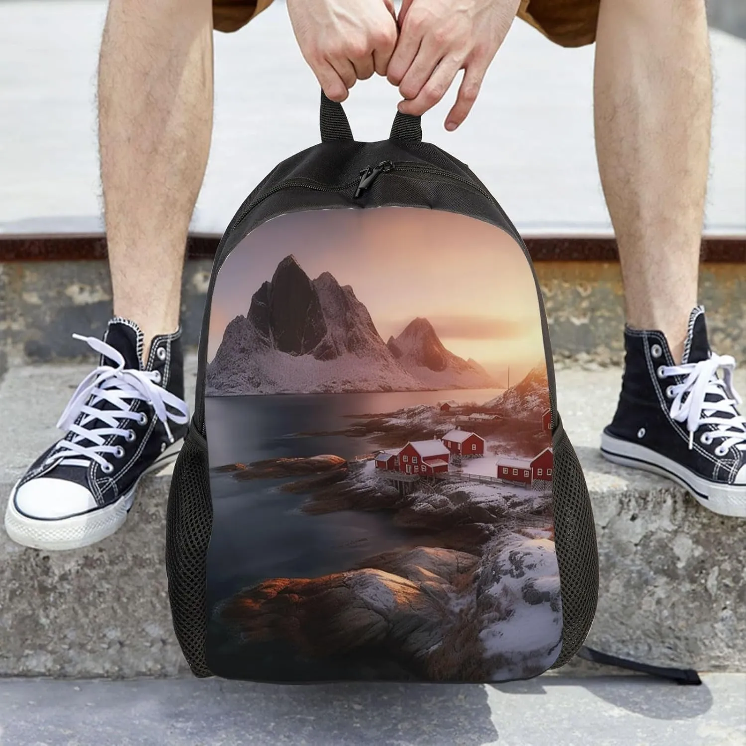 Travel Backpack Sunrise Over Hamnoy Carry on Backpack Lightweight Business 16inches Laptop Backpack for Men Women