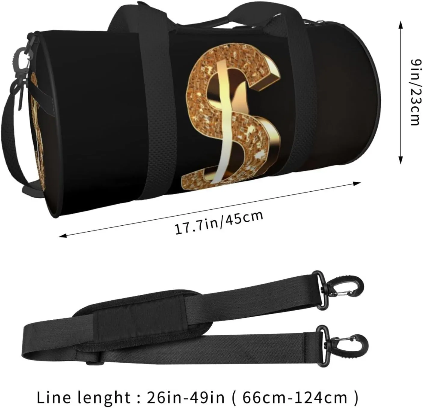 Travel Bag For Women,Gold Dollar Sign Print Personal Item Duffle Bags,Weekend Travel Duffel Tote Bag,Travel Sport Gym Bag For Men,Airplane Travel Essentials For Flying
