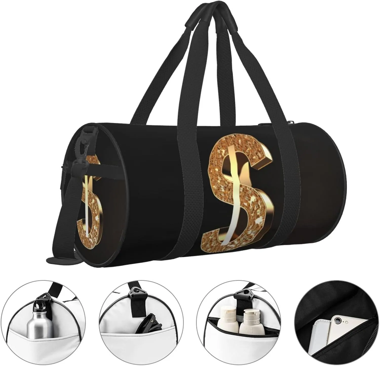 Travel Bag For Women,Gold Dollar Sign Print Personal Item Duffle Bags,Weekend Travel Duffel Tote Bag,Travel Sport Gym Bag For Men,Airplane Travel Essentials For Flying