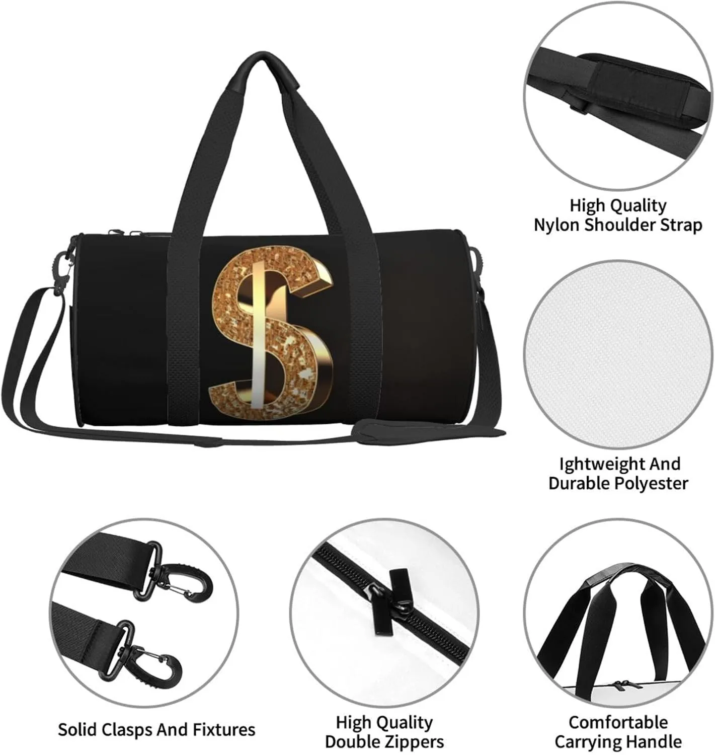 Travel Bag For Women,Gold Dollar Sign Print Personal Item Duffle Bags,Weekend Travel Duffel Tote Bag,Travel Sport Gym Bag For Men,Airplane Travel Essentials For Flying