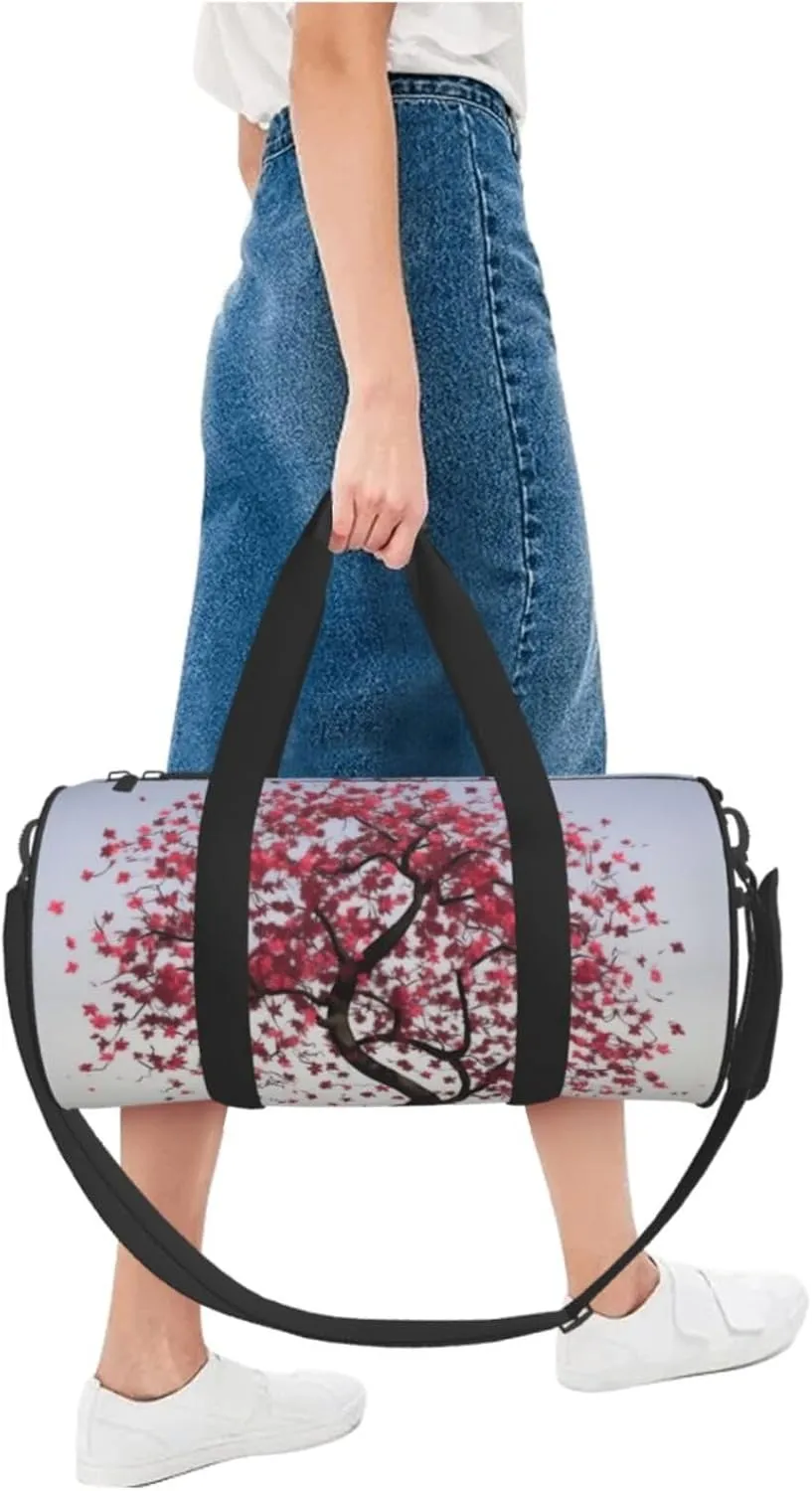 Travel Bag For Women,Japanese Cherry Tree Print Personal Item Duffle Bags,Weekend Travel Duffel Tote Bag,Travel Sport Gym Bag For Men,Airplane Travel Essentials For Flying