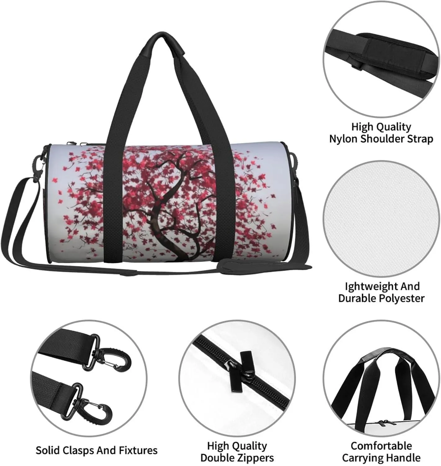 Travel Bag For Women,Japanese Cherry Tree Print Personal Item Duffle Bags,Weekend Travel Duffel Tote Bag,Travel Sport Gym Bag For Men,Airplane Travel Essentials For Flying