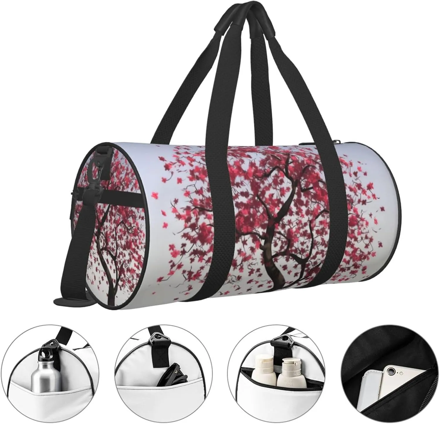 Travel Bag For Women,Japanese Cherry Tree Print Personal Item Duffle Bags,Weekend Travel Duffel Tote Bag,Travel Sport Gym Bag For Men,Airplane Travel Essentials For Flying