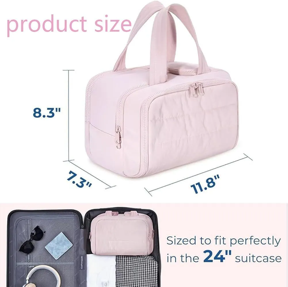 Travel Bag, Travel Cosmetic Bag, Large Capacity Wide-Open, Lightweight Waterproof, with Divider and Handle, Portable Hanging Organizer (purple)