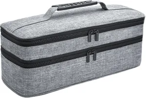 Travel Carrying Case Compatible with Shark Flex Style, Hair Dryer Stylish Double-Layer Organizer Bag for Hair Tools and Attachments (Gray, 15''x5''x5'')