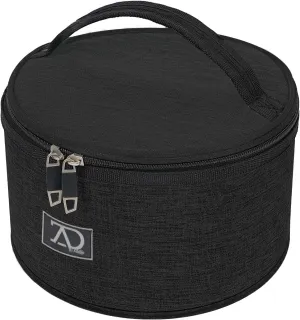 Travel Case for Wigs, Black Quilted Nylon with Interior Mirror, Zipper, & Double Stitching, Lightweight & Portable Wig Pouch by Adolfo Design