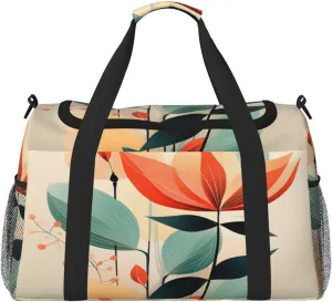 Travel Duffel Bag For Men Women, Abstract Geometric Flower Carry On Sport Gym Bag With Shoulder Strap Lightweight Waterproof Weekender Bag Overnight Bag