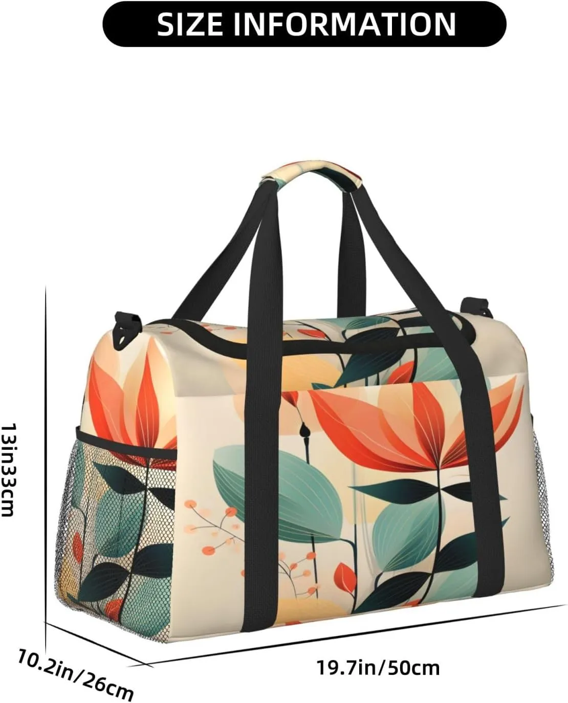 Travel Duffel Bag For Men Women, Abstract Geometric Flower Carry On Sport Gym Bag With Shoulder Strap Lightweight Waterproof Weekender Bag Overnight Bag
