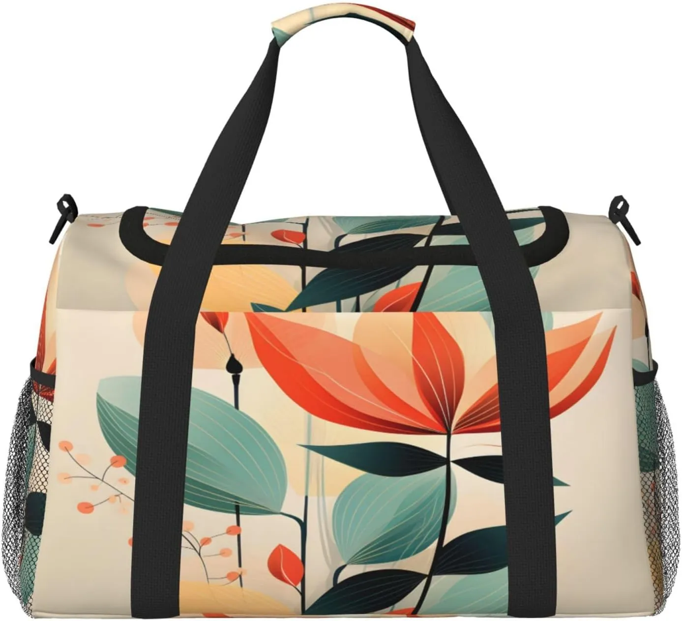 Travel Duffel Bag For Men Women, Abstract Geometric Flower Carry On Sport Gym Bag With Shoulder Strap Lightweight Waterproof Weekender Bag Overnight Bag