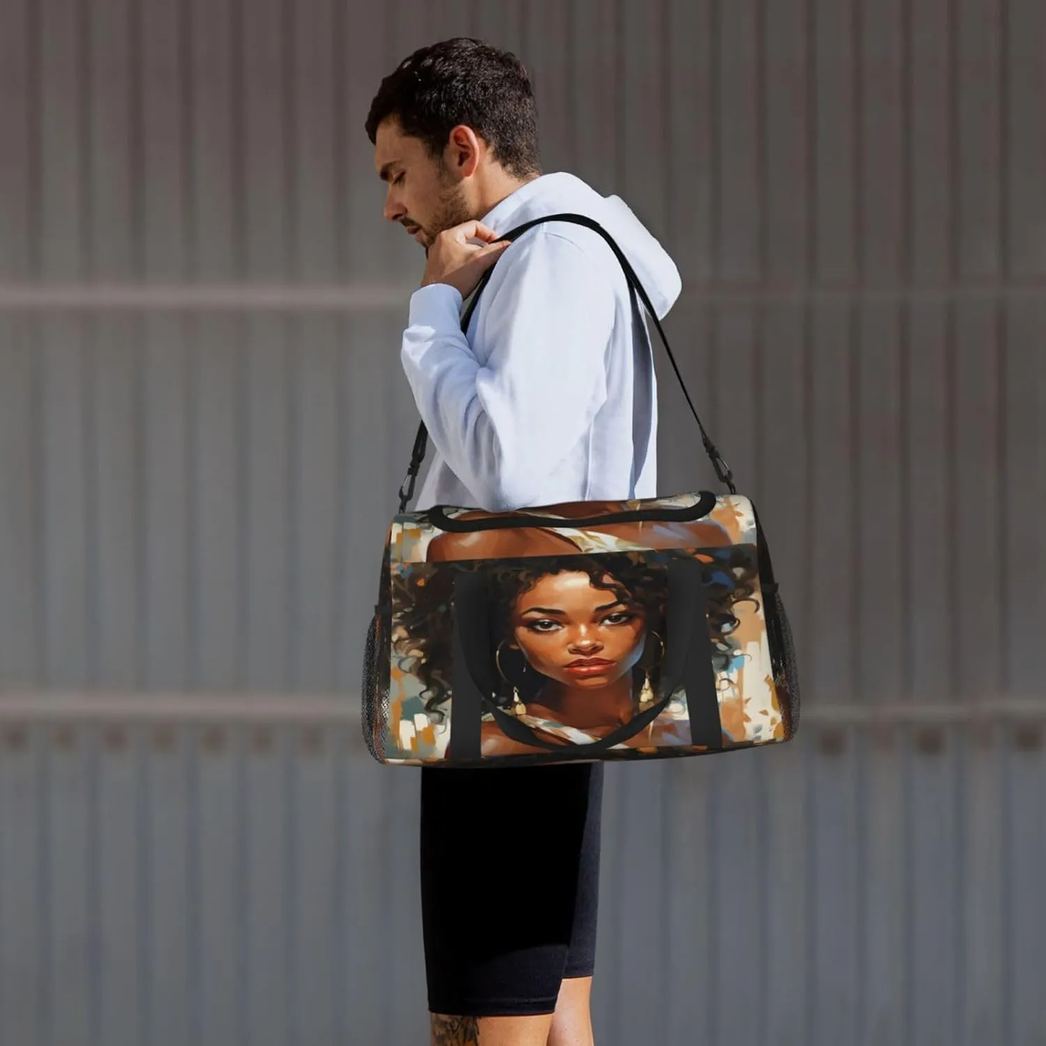 Travel Duffel Bag For Men Women, African American Women Painting Carry On Sport Gym Bag With Shoulder Strap Lightweight Waterproof Weekender Bag Overnight Bag