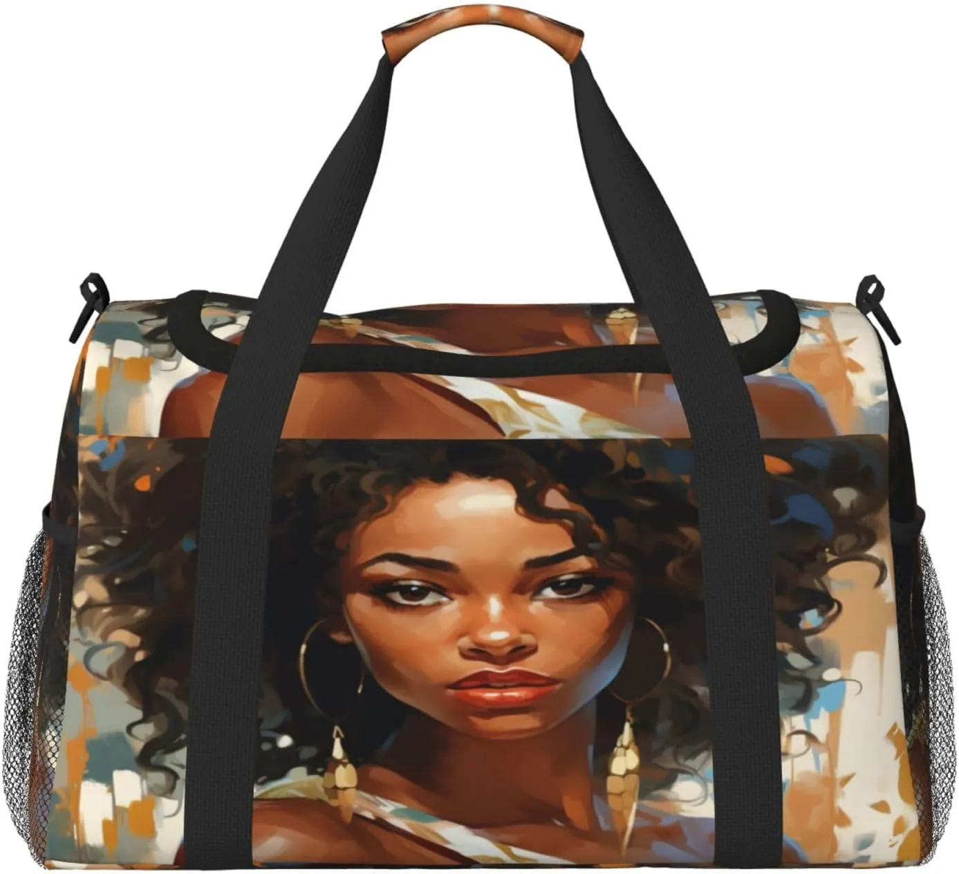 Travel Duffel Bag For Men Women, African American Women Painting Carry On Sport Gym Bag With Shoulder Strap Lightweight Waterproof Weekender Bag Overnight Bag