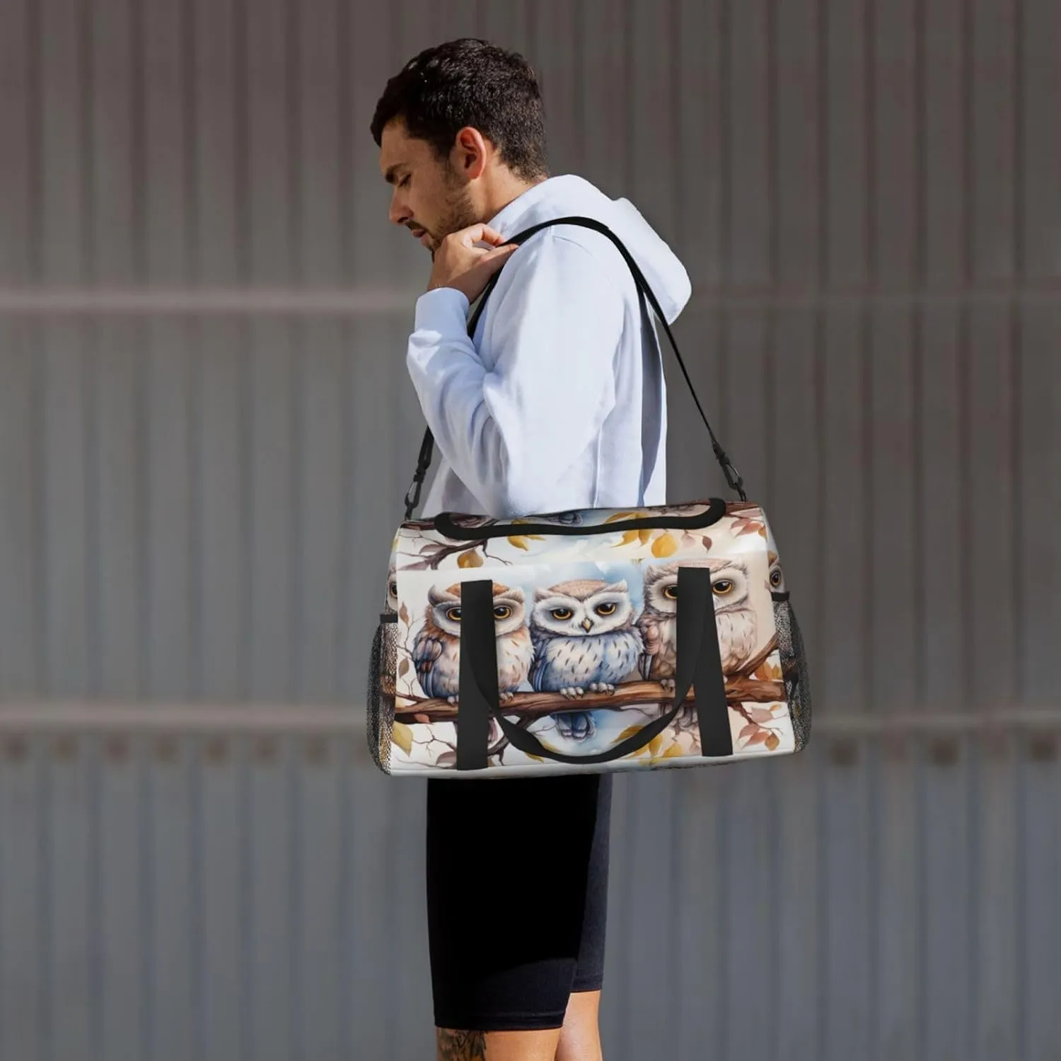Travel Duffel Bag For Men Women, Animal Owl Bird Art Painting Carry On Sport Gym Bag With Shoulder Strap Lightweight Waterproof Weekender Bag Overnight Bag