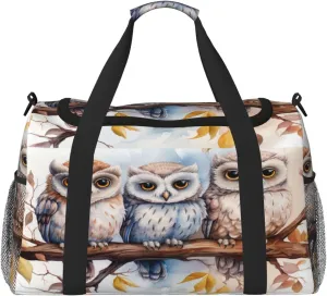 Travel Duffel Bag For Men Women, Animal Owl Bird Art Painting Carry On Sport Gym Bag With Shoulder Strap Lightweight Waterproof Weekender Bag Overnight Bag