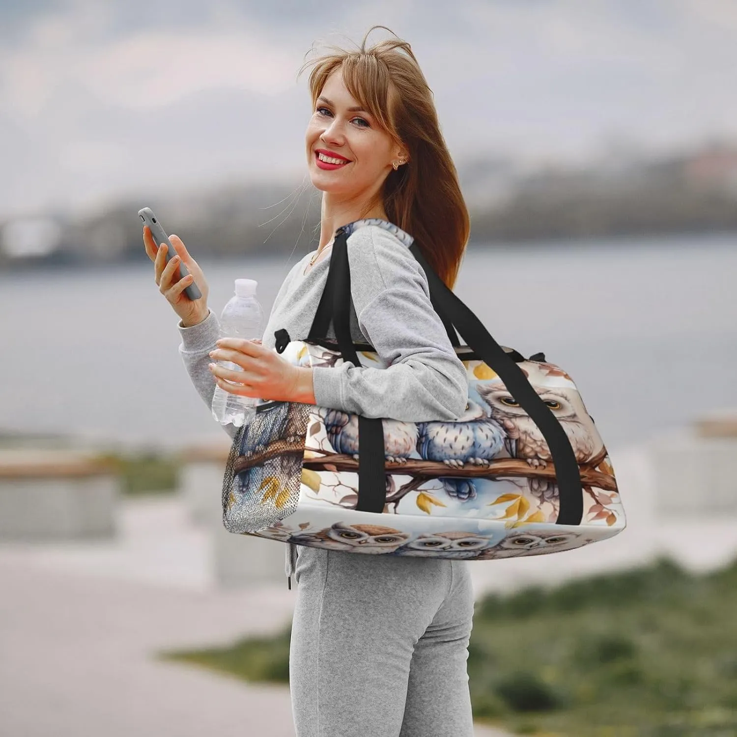 Travel Duffel Bag For Men Women, Animal Owl Bird Art Painting Carry On Sport Gym Bag With Shoulder Strap Lightweight Waterproof Weekender Bag Overnight Bag