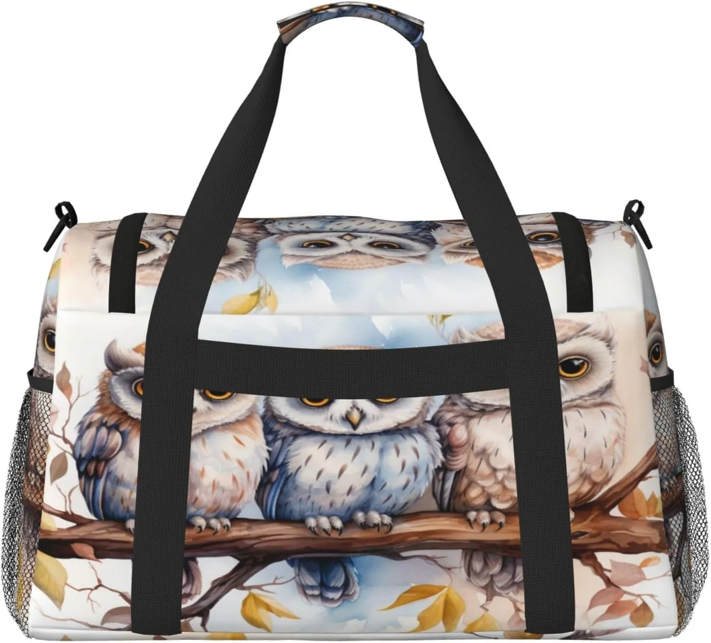 Travel Duffel Bag For Men Women, Animal Owl Bird Art Painting Carry On Sport Gym Bag With Shoulder Strap Lightweight Waterproof Weekender Bag Overnight Bag