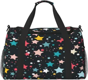 Travel Duffel Bag For Men Women, Colorful Star Pattern Carry On Sport Gym Bag With Shoulder Strap Lightweight Waterproof Weekender Bag Overnight Bag
