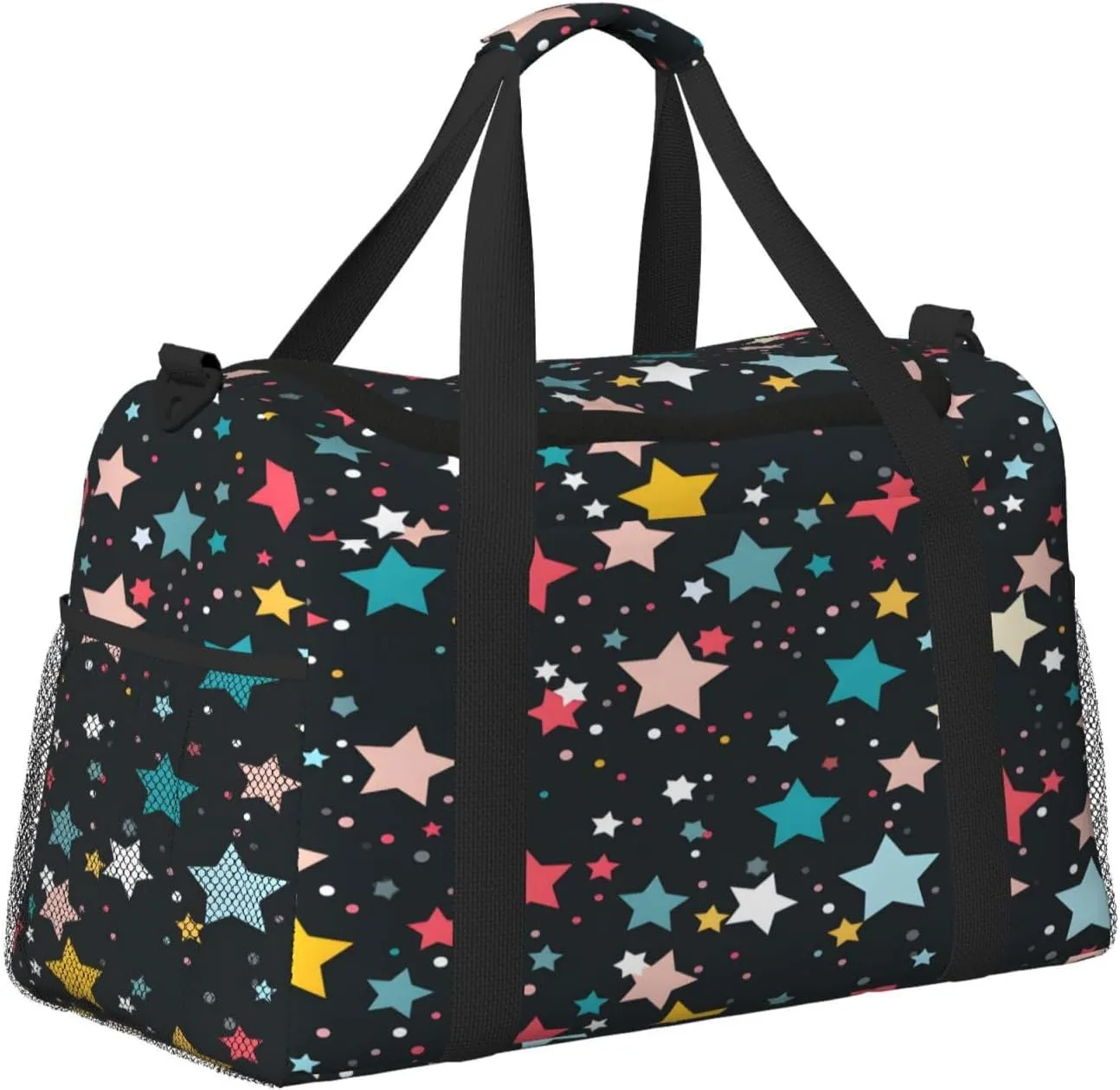Travel Duffel Bag For Men Women, Colorful Star Pattern Carry On Sport Gym Bag With Shoulder Strap Lightweight Waterproof Weekender Bag Overnight Bag