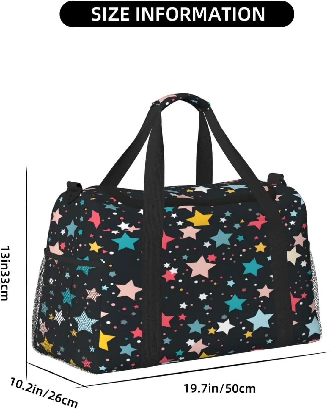 Travel Duffel Bag For Men Women, Colorful Star Pattern Carry On Sport Gym Bag With Shoulder Strap Lightweight Waterproof Weekender Bag Overnight Bag