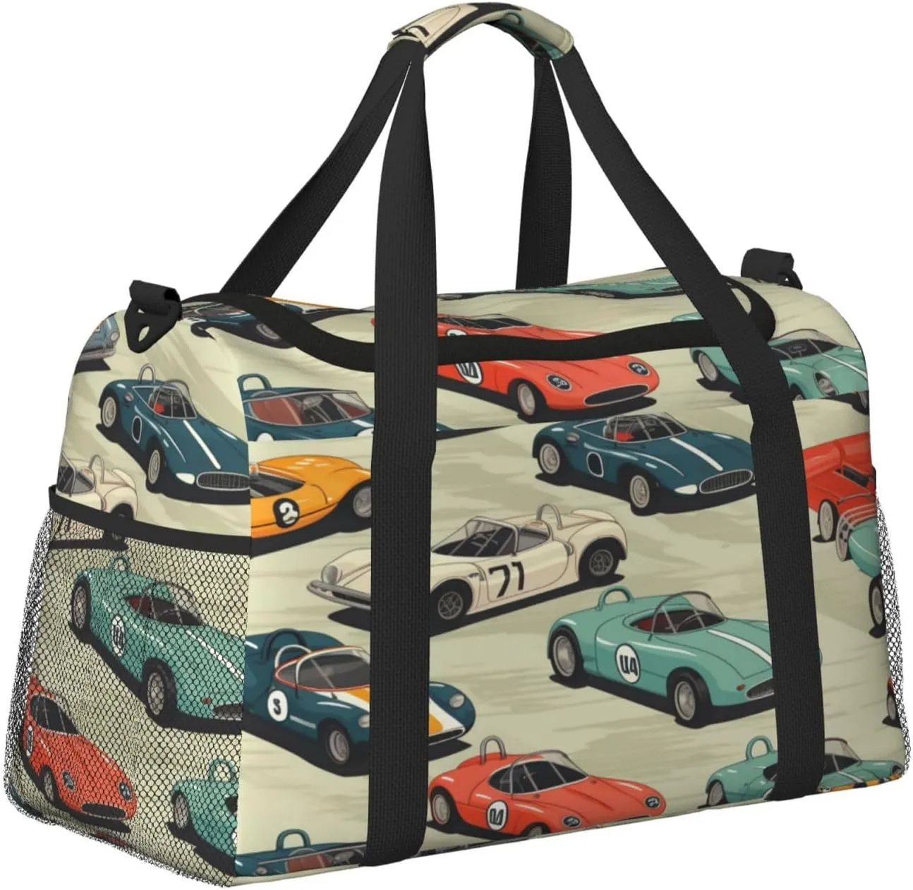 Travel Duffel Bag For Men Women, Cool Race Cars Pattern Carry On Sport Gym Bag With Shoulder Strap Lightweight Waterproof Weekender Bag Overnight Bag