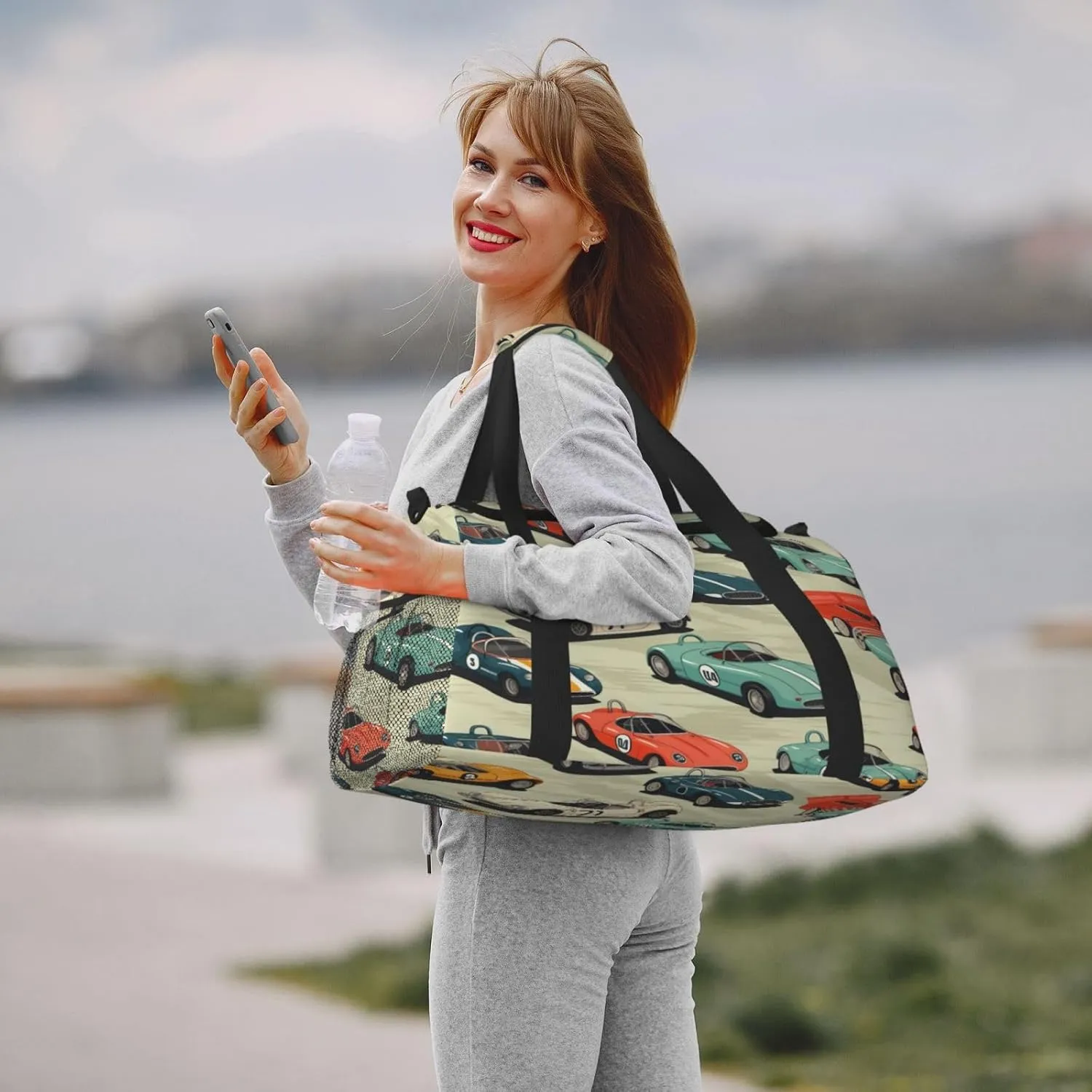 Travel Duffel Bag For Men Women, Cool Race Cars Pattern Carry On Sport Gym Bag With Shoulder Strap Lightweight Waterproof Weekender Bag Overnight Bag