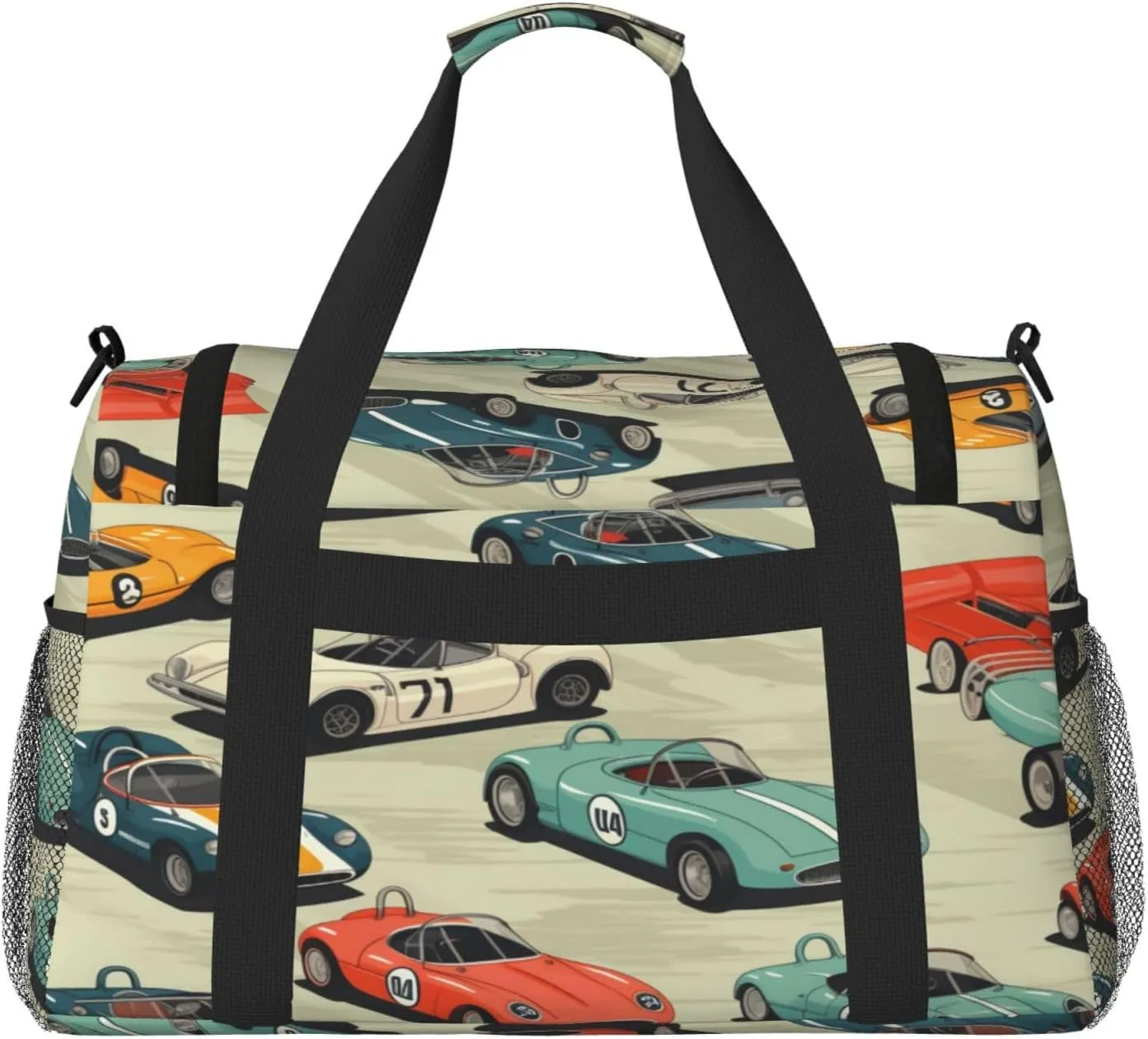 Travel Duffel Bag For Men Women, Cool Race Cars Pattern Carry On Sport Gym Bag With Shoulder Strap Lightweight Waterproof Weekender Bag Overnight Bag