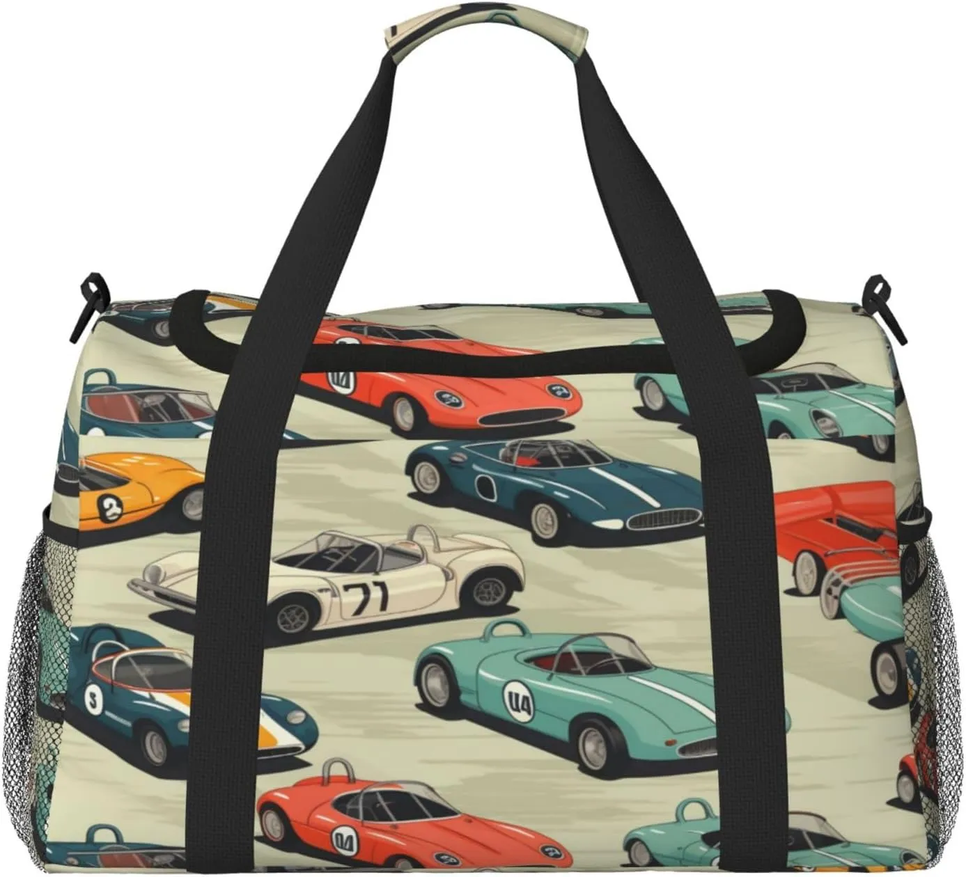 Travel Duffel Bag For Men Women, Cool Race Cars Pattern Carry On Sport Gym Bag With Shoulder Strap Lightweight Waterproof Weekender Bag Overnight Bag