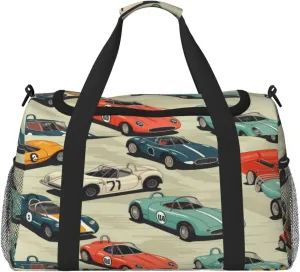 Travel Duffel Bag For Men Women, Cool Race Cars Pattern Carry On Sport Gym Bag With Shoulder Strap Lightweight Waterproof Weekender Bag Overnight Bag