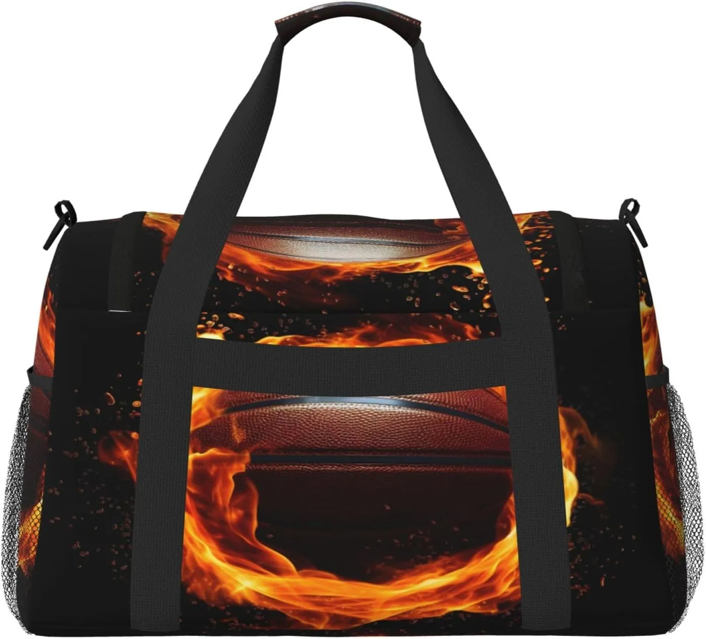 Travel Duffel Bag For Men Women, Fire Sport Basketball Carry On Sport Gym Bag With Shoulder Strap Lightweight Waterproof Weekender Bag Overnight Bag