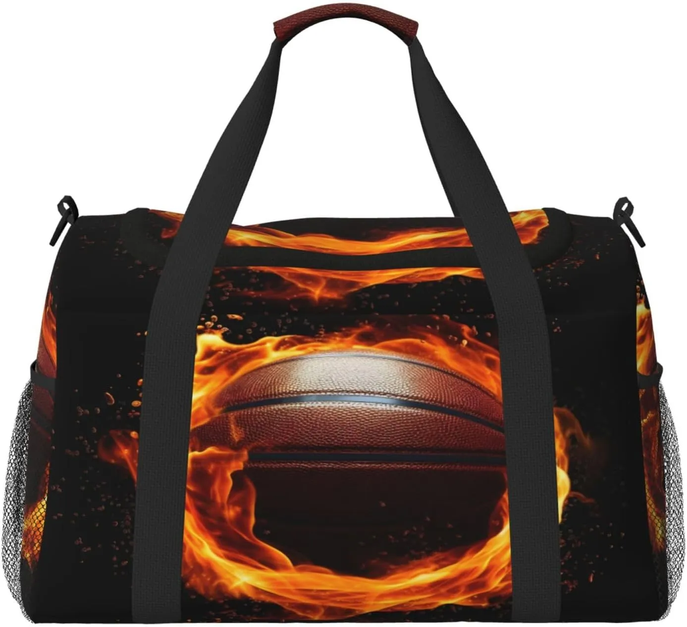 Travel Duffel Bag For Men Women, Fire Sport Basketball Carry On Sport Gym Bag With Shoulder Strap Lightweight Waterproof Weekender Bag Overnight Bag
