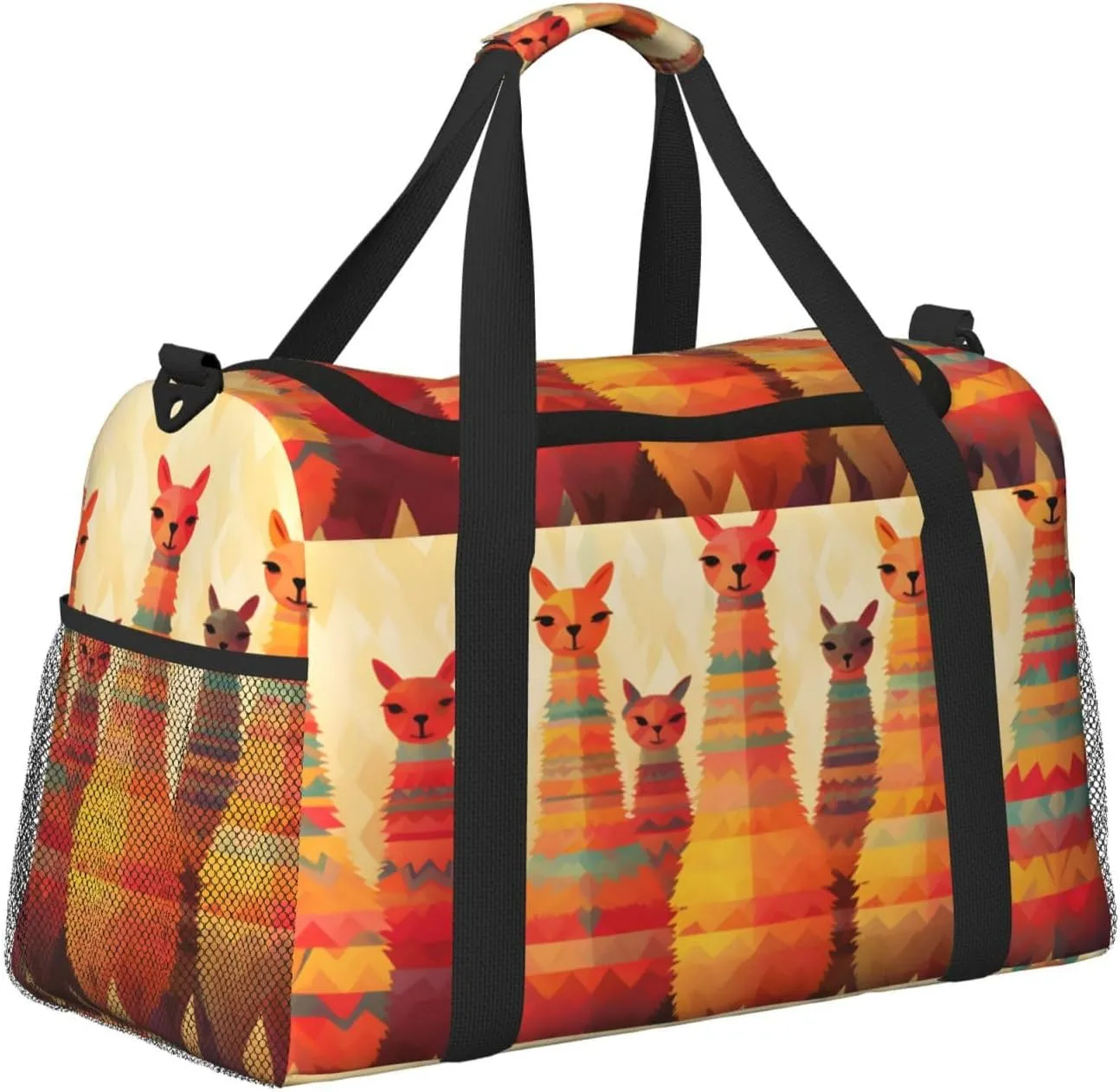 Travel Duffel Bag For Men Women, Funny Animal Alpaca Lama Carry On Sport Gym Bag With Shoulder Strap Lightweight Waterproof Weekender Bag Overnight Bag