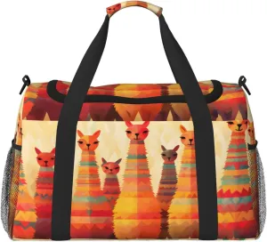 Travel Duffel Bag For Men Women, Funny Animal Alpaca Lama Carry On Sport Gym Bag With Shoulder Strap Lightweight Waterproof Weekender Bag Overnight Bag
