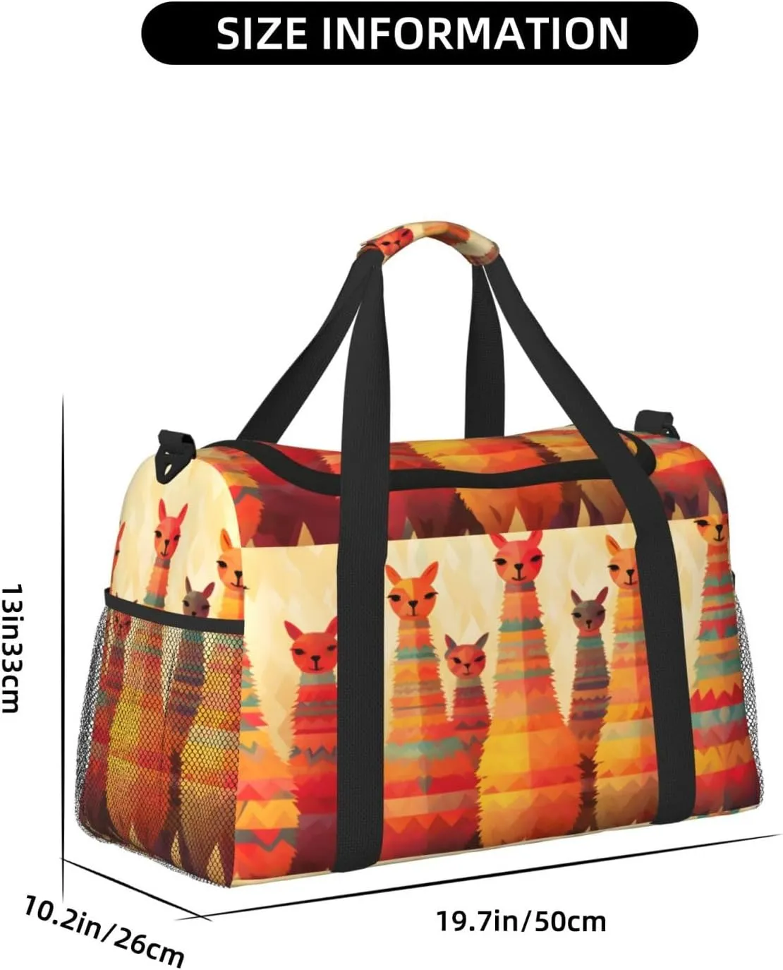 Travel Duffel Bag For Men Women, Funny Animal Alpaca Lama Carry On Sport Gym Bag With Shoulder Strap Lightweight Waterproof Weekender Bag Overnight Bag