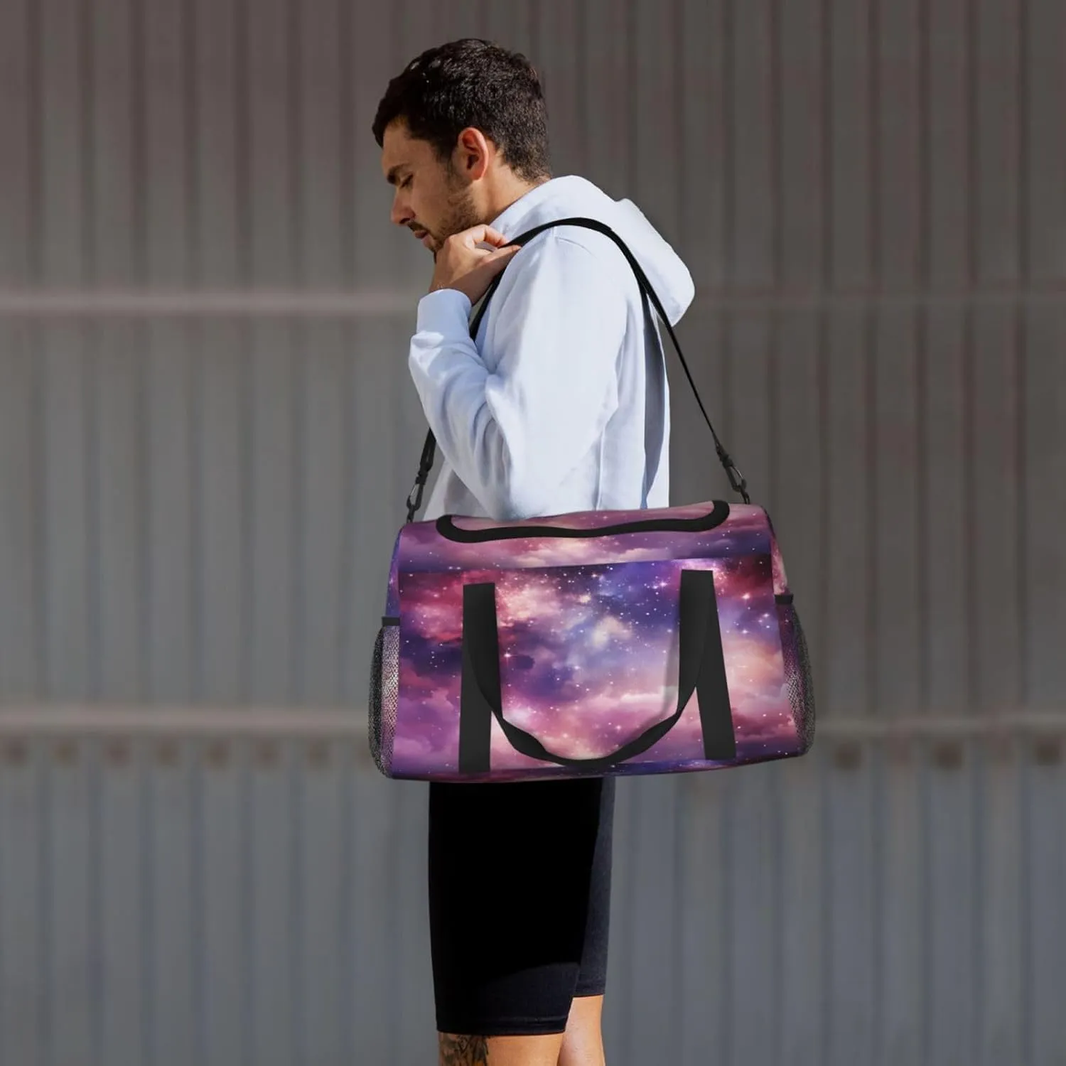 Travel Duffel Bag For Men Women, Galaxy Starry Sky Nebula Carry On Sport Gym Bag With Shoulder Strap Lightweight Waterproof Weekender Bag Overnight Bag
