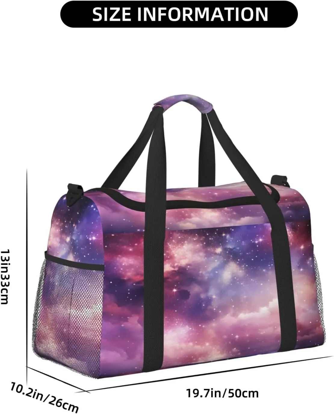 Travel Duffel Bag For Men Women, Galaxy Starry Sky Nebula Carry On Sport Gym Bag With Shoulder Strap Lightweight Waterproof Weekender Bag Overnight Bag