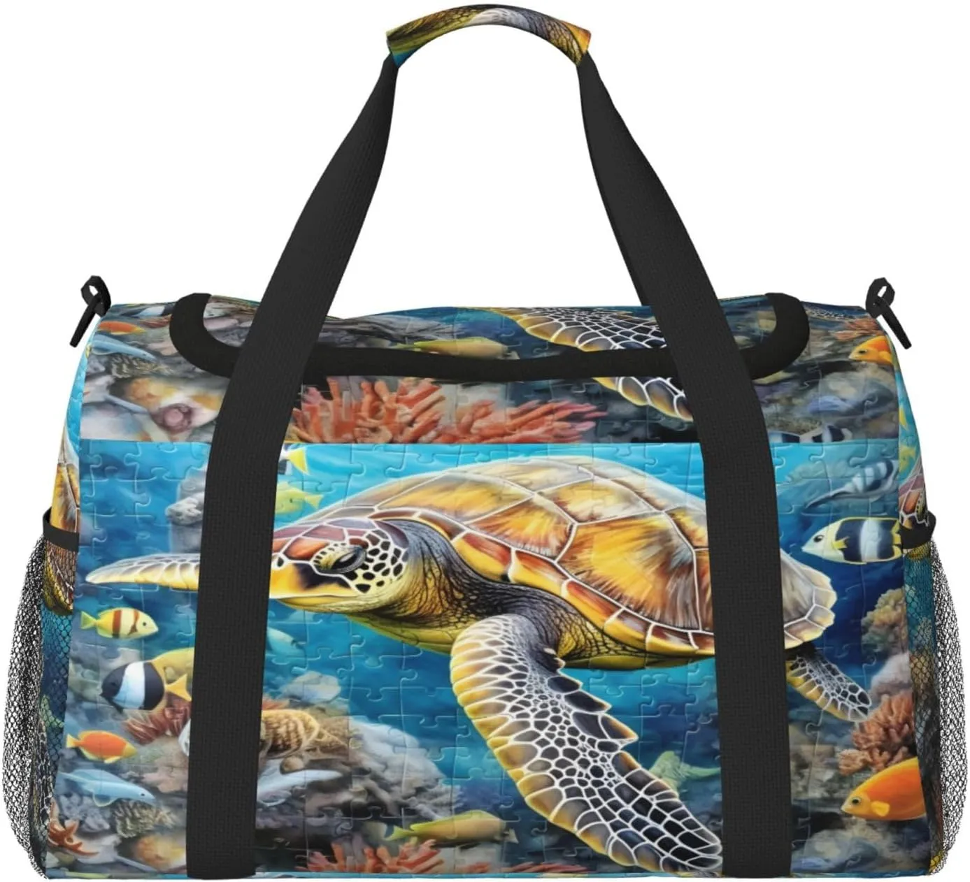Travel Duffel Bag For Men Women, Sea Turtles Fish Underwater Carry On Sport Gym Bag With Shoulder Strap Lightweight Waterproof Weekender Bag Overnight Bag