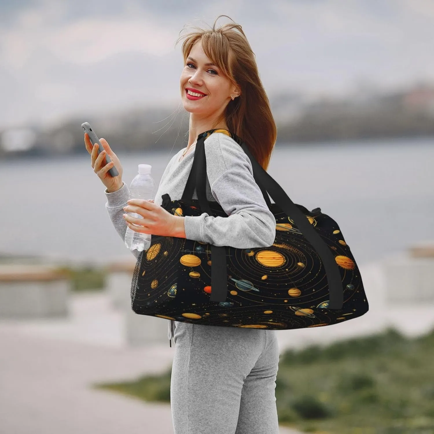 Travel Duffel Bag For Men Women, Solar System Universe Space Carry On Sport Gym Bag With Shoulder Strap Lightweight Waterproof Weekender Bag Overnight Bag