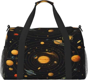 Travel Duffel Bag For Men Women, Solar System Universe Space Carry On Sport Gym Bag With Shoulder Strap Lightweight Waterproof Weekender Bag Overnight Bag