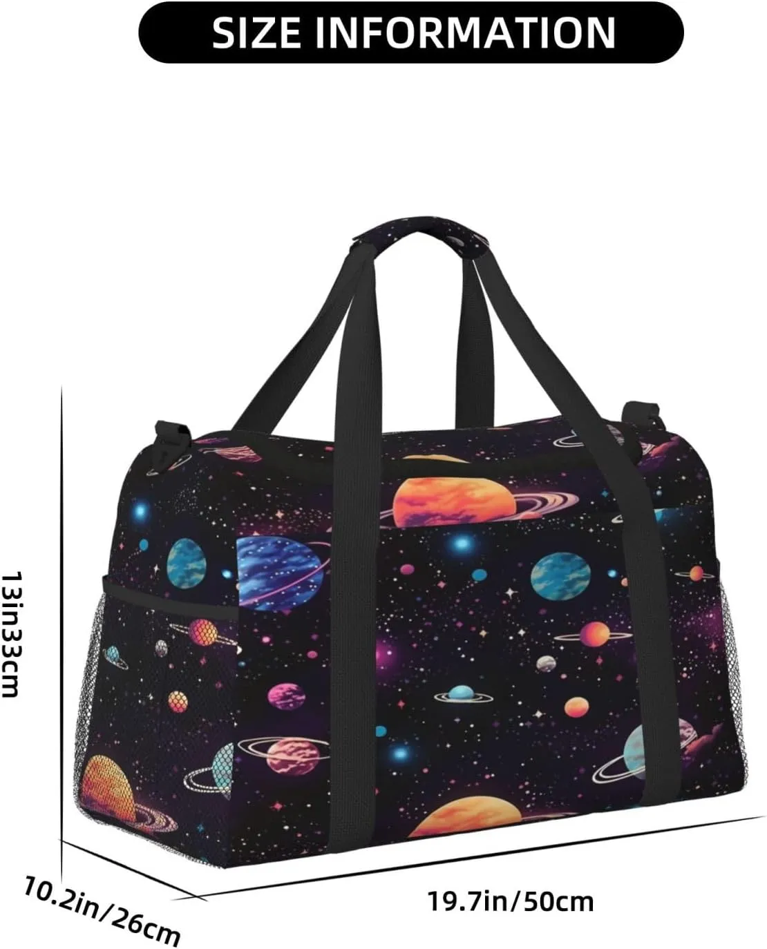 Travel Duffel Bag For Men Women, Space Galaxy Constellation Planet Pattern Carry On Sport Gym Bag With Shoulder Strap Lightweight Waterproof Weekender Bag Overnight Bag