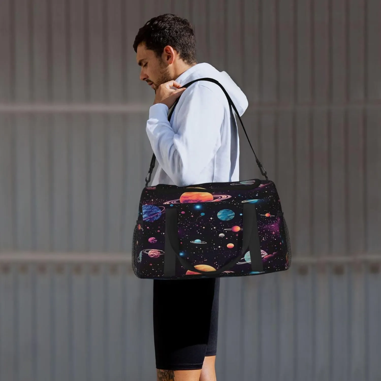Travel Duffel Bag For Men Women, Space Galaxy Constellation Planet Pattern Carry On Sport Gym Bag With Shoulder Strap Lightweight Waterproof Weekender Bag Overnight Bag