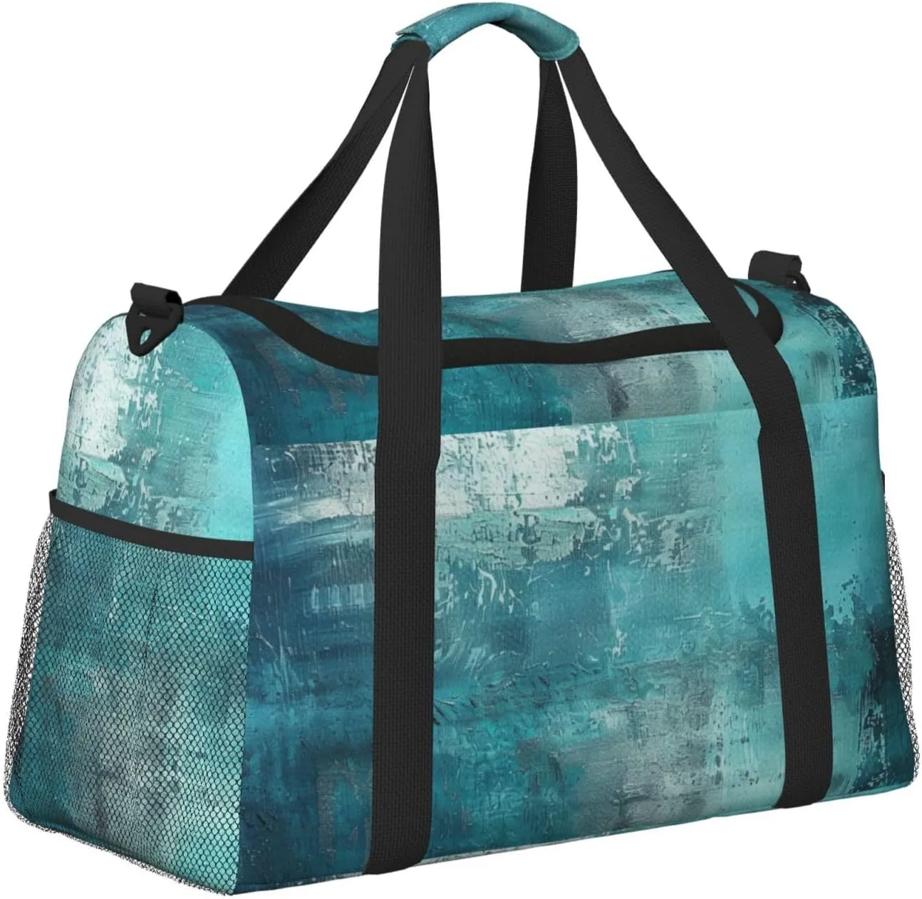 Travel Duffel Bag For Men Women, Turquoise Blue Art Painting Carry On Sport Gym Bag With Shoulder Strap Lightweight Waterproof Weekender Bag Overnight Bag
