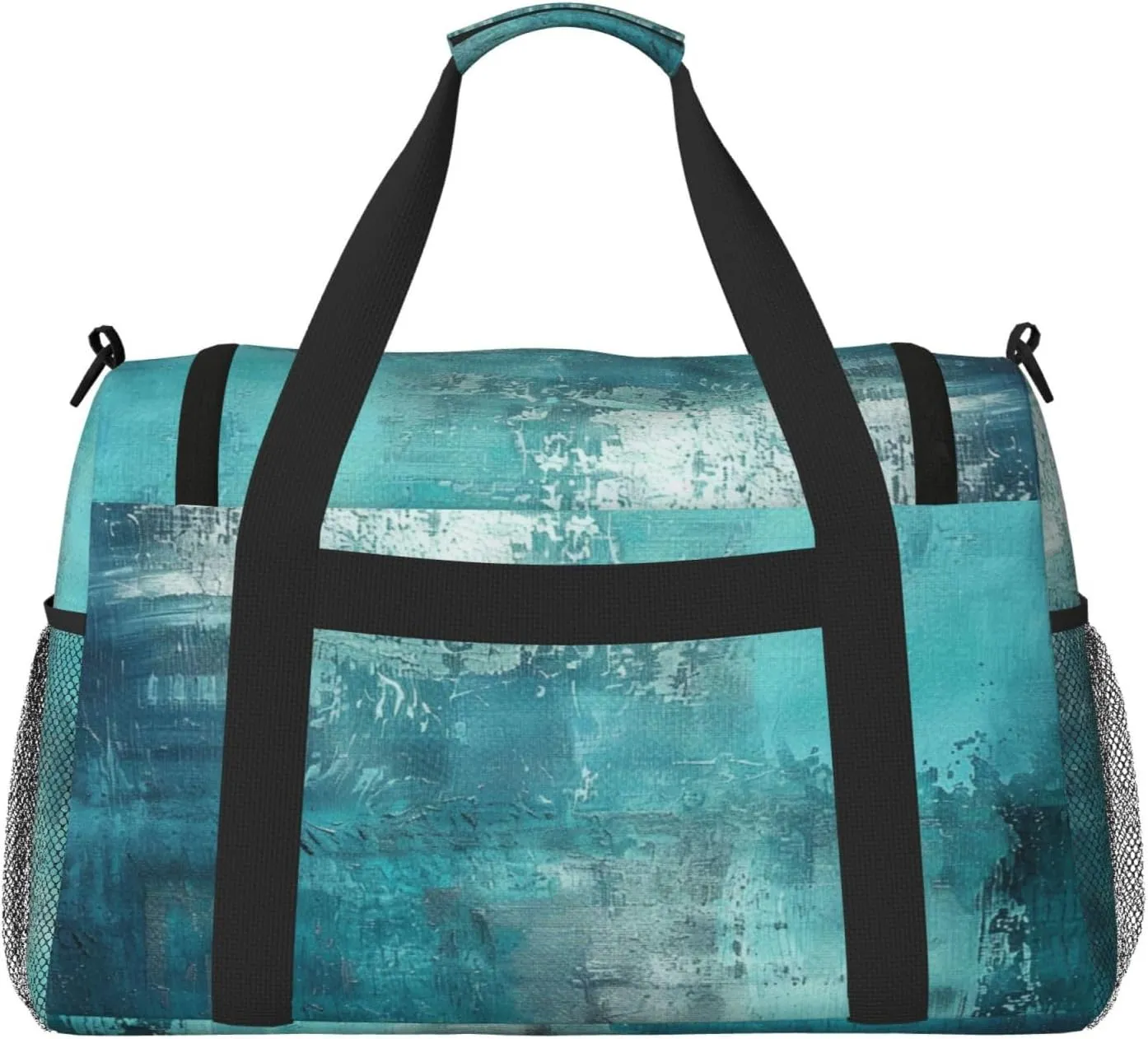 Travel Duffel Bag For Men Women, Turquoise Blue Art Painting Carry On Sport Gym Bag With Shoulder Strap Lightweight Waterproof Weekender Bag Overnight Bag