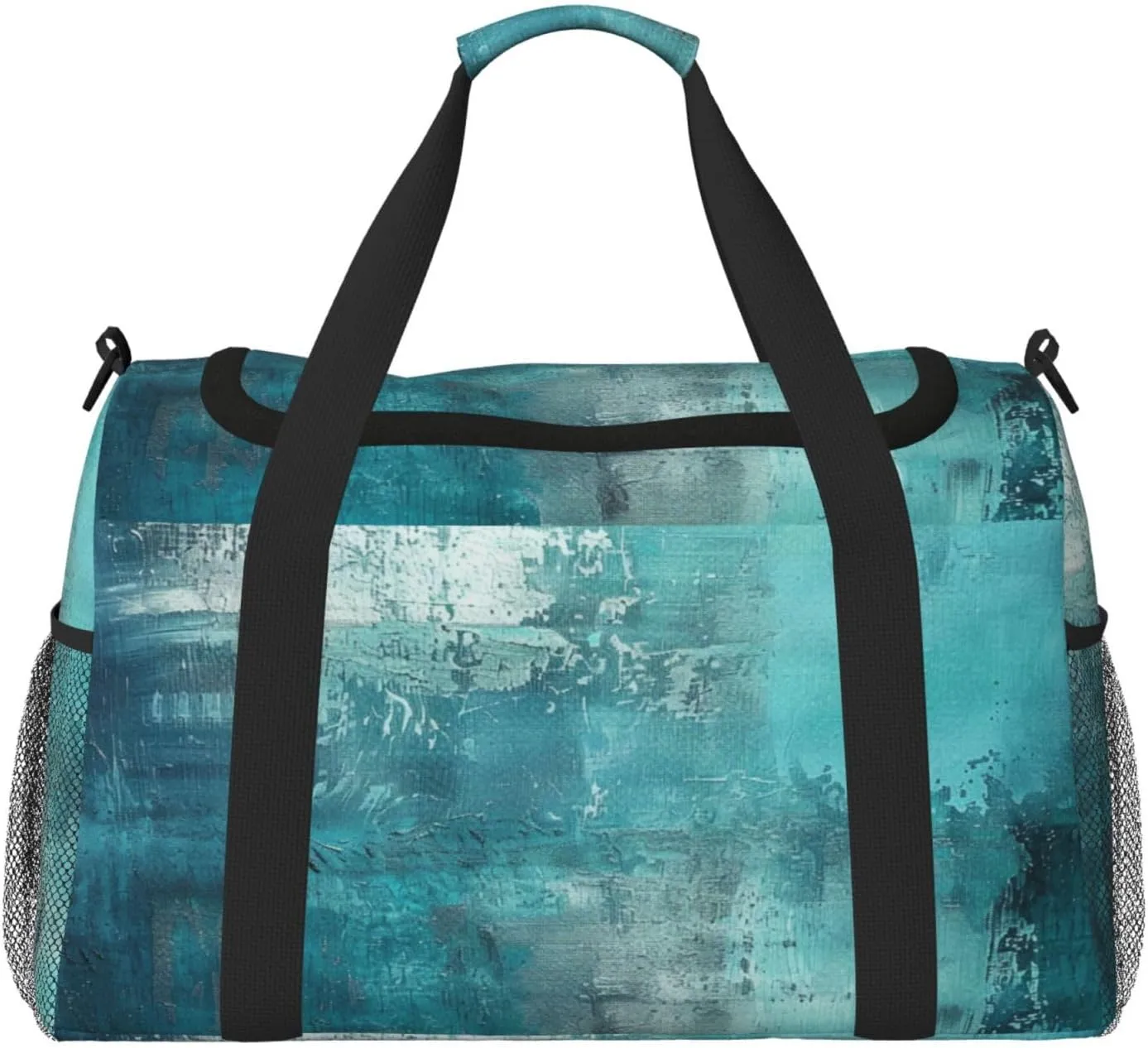 Travel Duffel Bag For Men Women, Turquoise Blue Art Painting Carry On Sport Gym Bag With Shoulder Strap Lightweight Waterproof Weekender Bag Overnight Bag