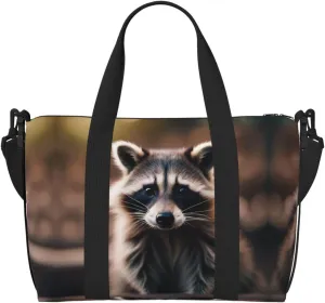 Travel Duffle Bag Weekender Bag Carry On Tote Bag Sport Gym Bag for Women Men cute raccoon (1) Print