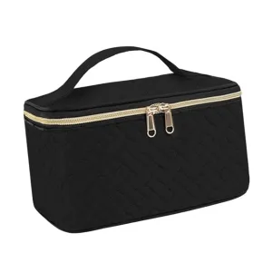 Travel Makeup Bag Waterproof Polyester Cosmetic Organizer with Brush Compartment for Toiletries Nail Varnish