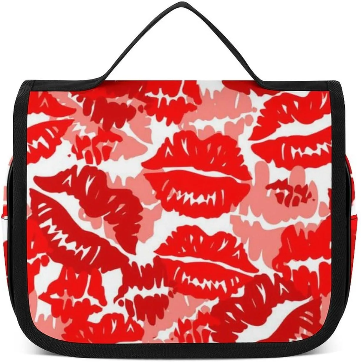 Travel Toiletry Bag Compatible with Red Lip Prints of Lipstick, Makeup Bag for Women, Portable Water Resistant Travel Bag for Toiletries and Cosmetic