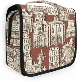 Travel Toiletry Bag Makeup bag Old Style Building and Fountains Waterproof Bags with Hanging Hook Foldable Travel Makeup Organizer Cosmetic Bag for Travel Toiletries and Shower Accessories