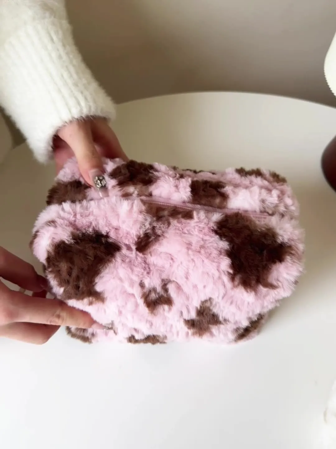 Trendy Soft Fur Plush Cosmetic Bag