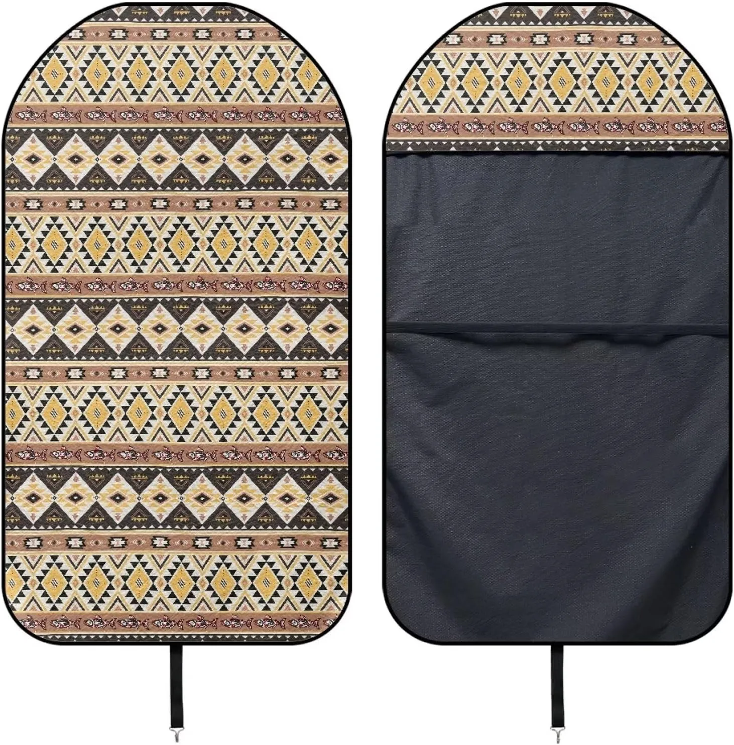 Tribal Aztec Car Seat Hoodie, Southwest Stripe Waterproof Towel Automotive Seat Cover Only Front Seat, Car Seat Cover Protector Non Slip Backing Universal Fit for SUV Sedan Van Trucks