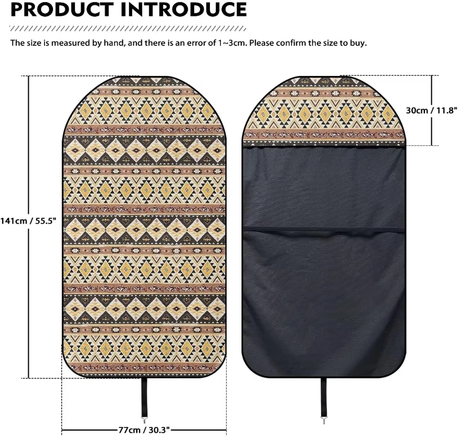 Tribal Aztec Car Seat Hoodie, Southwest Stripe Waterproof Towel Automotive Seat Cover Only Front Seat, Car Seat Cover Protector Non Slip Backing Universal Fit for SUV Sedan Van Trucks