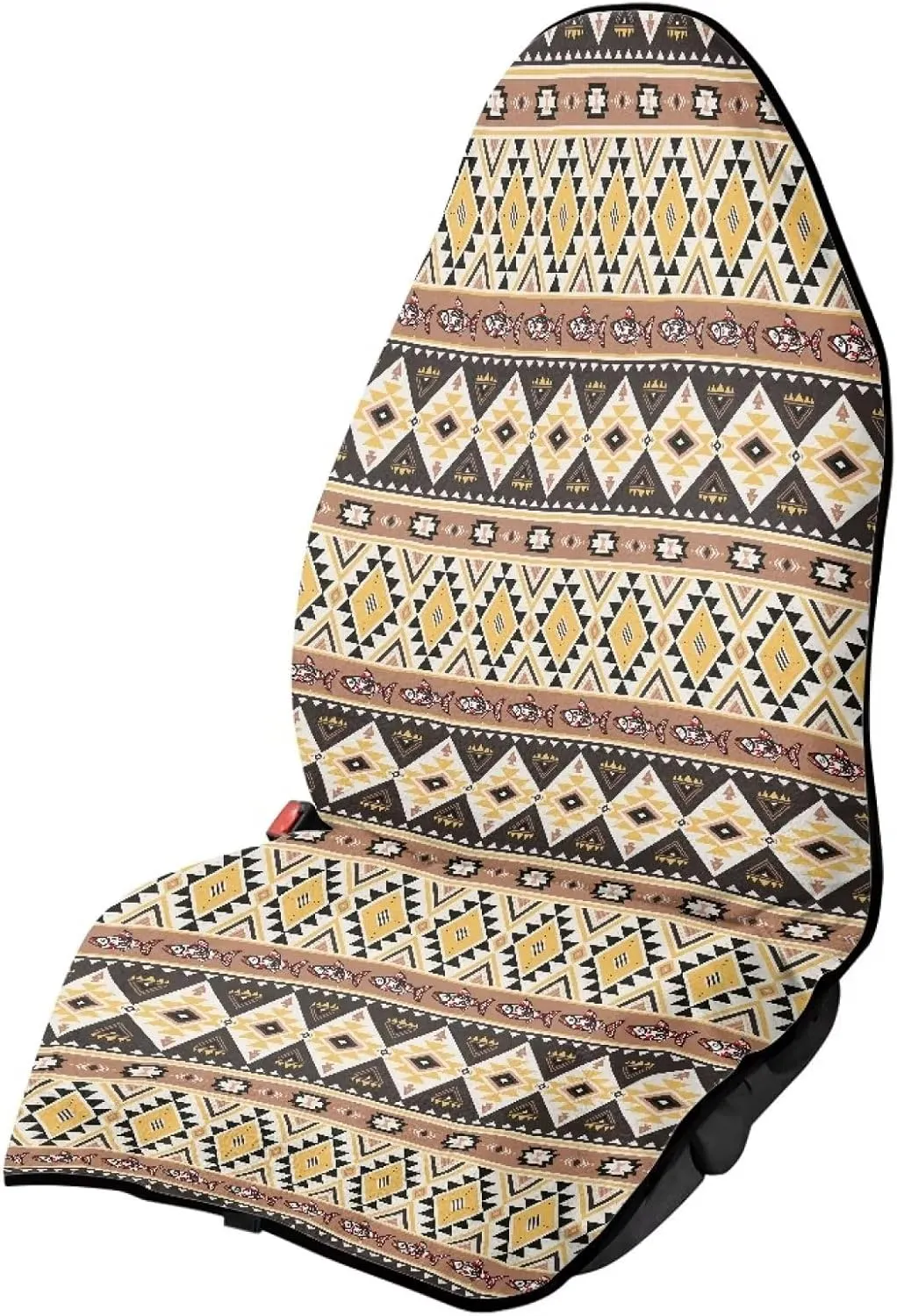 Tribal Aztec Car Seat Hoodie, Southwest Stripe Waterproof Towel Automotive Seat Cover Only Front Seat, Car Seat Cover Protector Non Slip Backing Universal Fit for SUV Sedan Van Trucks